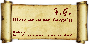 Hirschenhauser Gergely névjegykártya